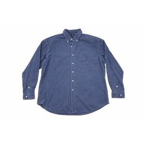 Polo Ralph Lauren Corduroy Button Down Shirt Mens LT Large Tall Blue Pony Log